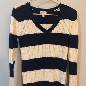 V-neck striped sweater